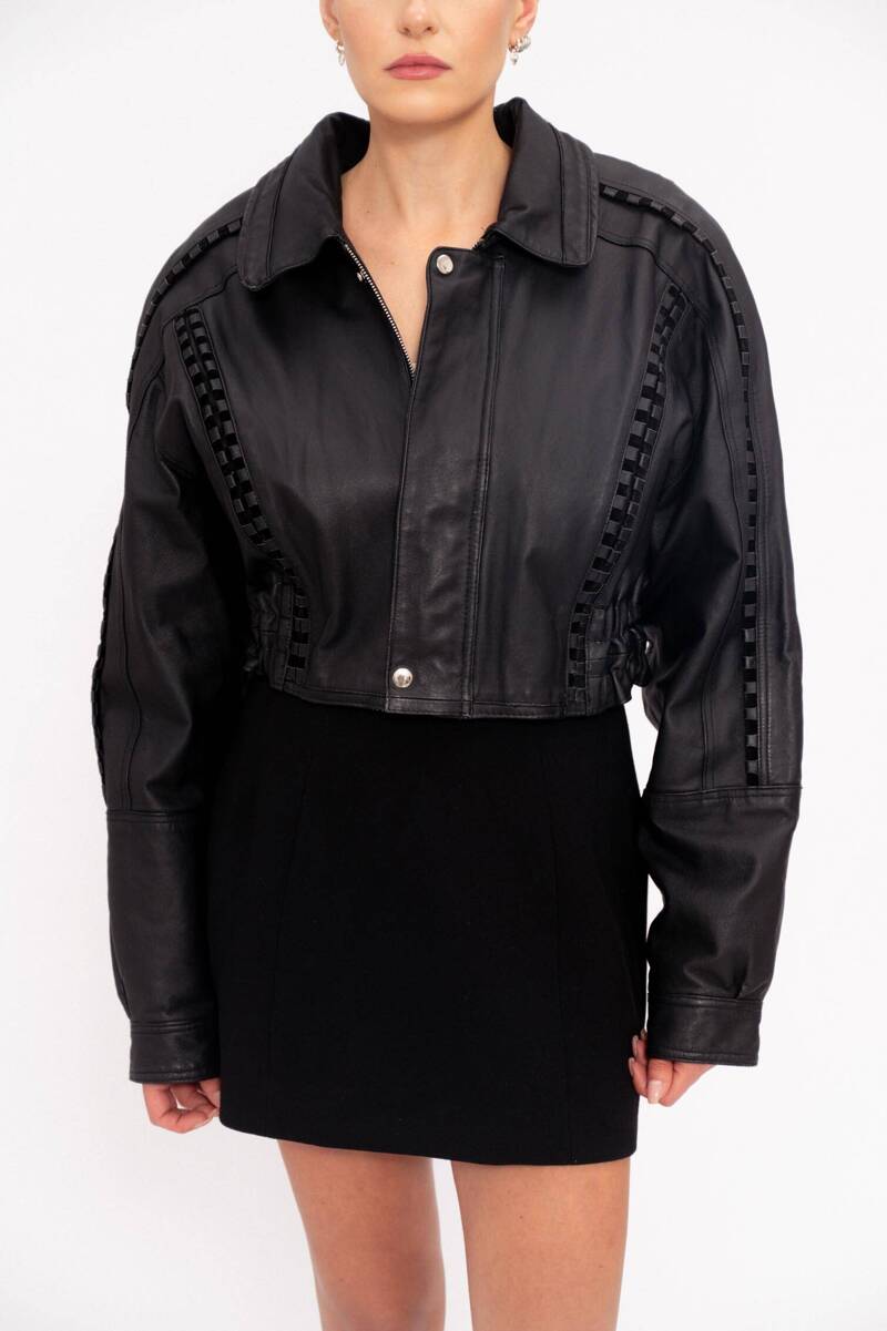 BLACK OVERSIZE LEATHER JACKET