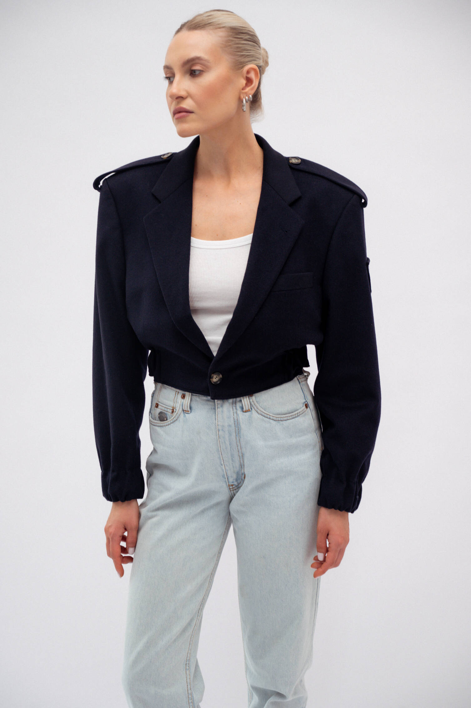 NAVY BLUE BOMBER JACKET