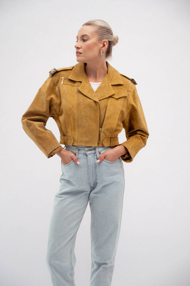 MUSTARD SUEDE LEATHER JACKET