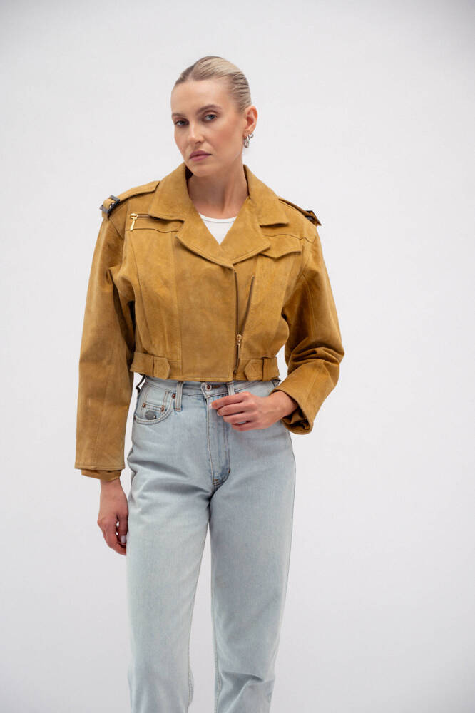 MUSTARD SUEDE LEATHER JACKET