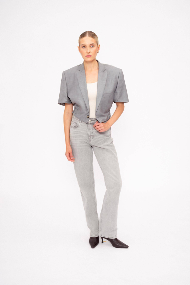 GREY JACKET WITH SHORT SLEEVES WITH SILK