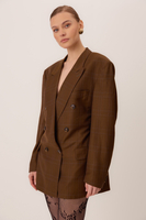 BROWN DOUBLE-BREASED TAIL JACKET WITH A DELICATE CHECK