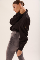 BLACK PLAIN BOMBER JACKET