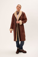 LONG BROWN NATURAL LEATHER COAT