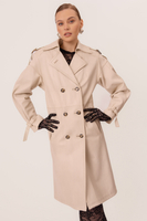 BEIGE LEATHER MIDI COAT