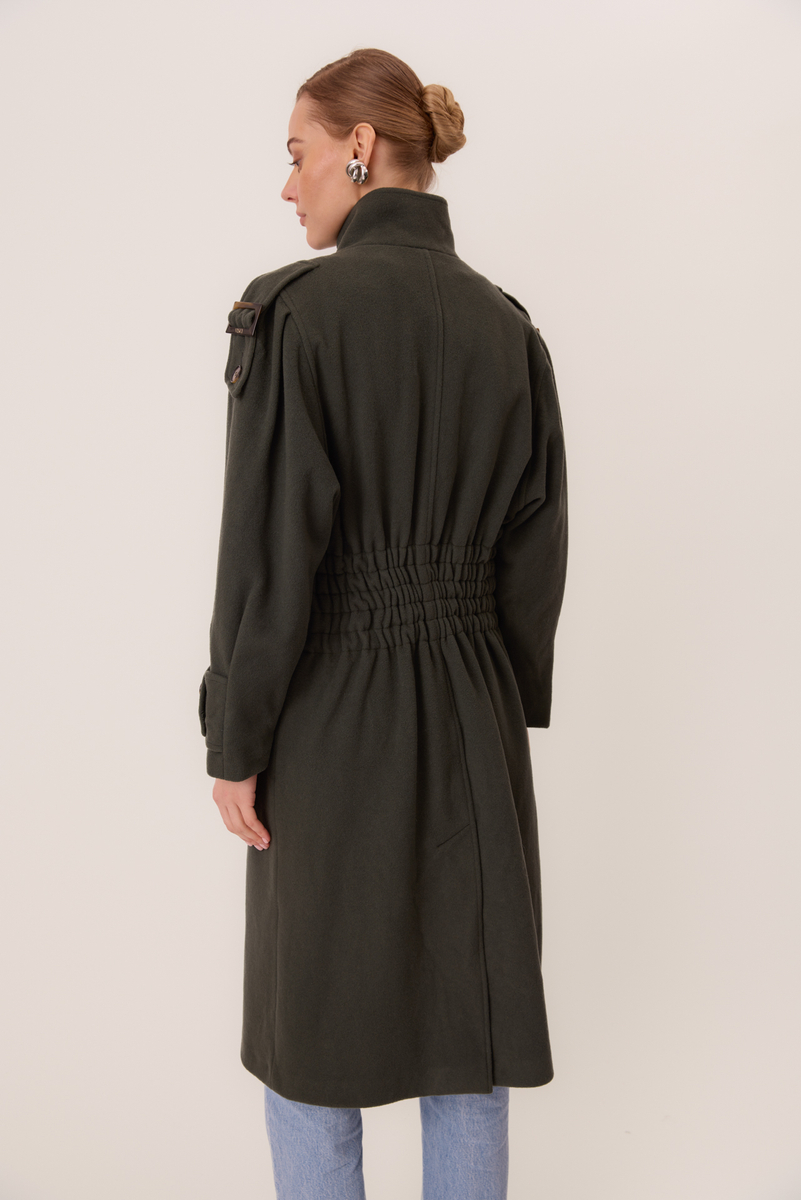 MIDI DARK GREEN WOOL COAT