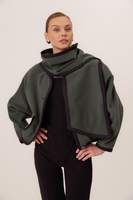 DARK GREEN WOOL JACKET WITH DETACHABLE SCARF