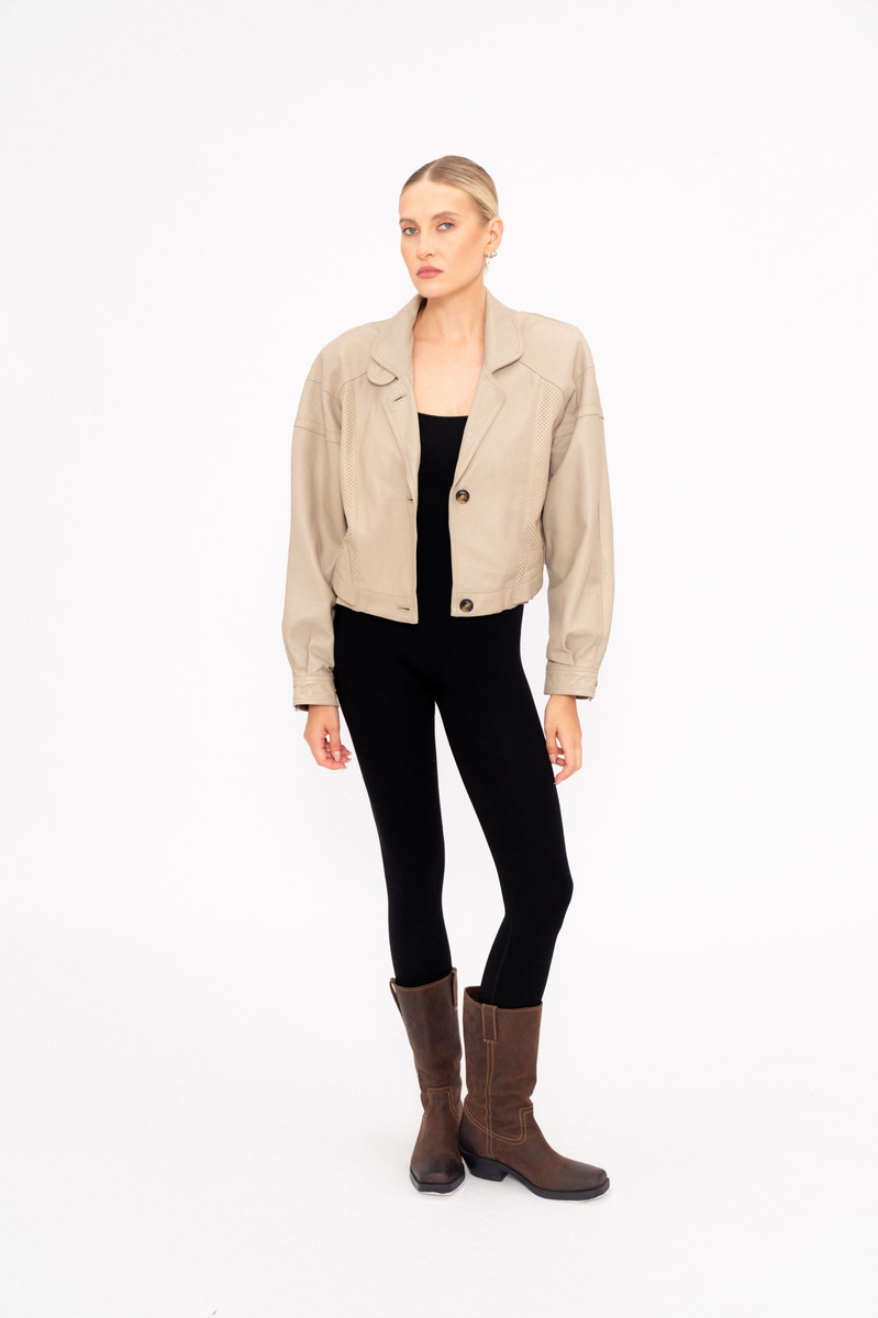 BEIGE LEATHER JACKET