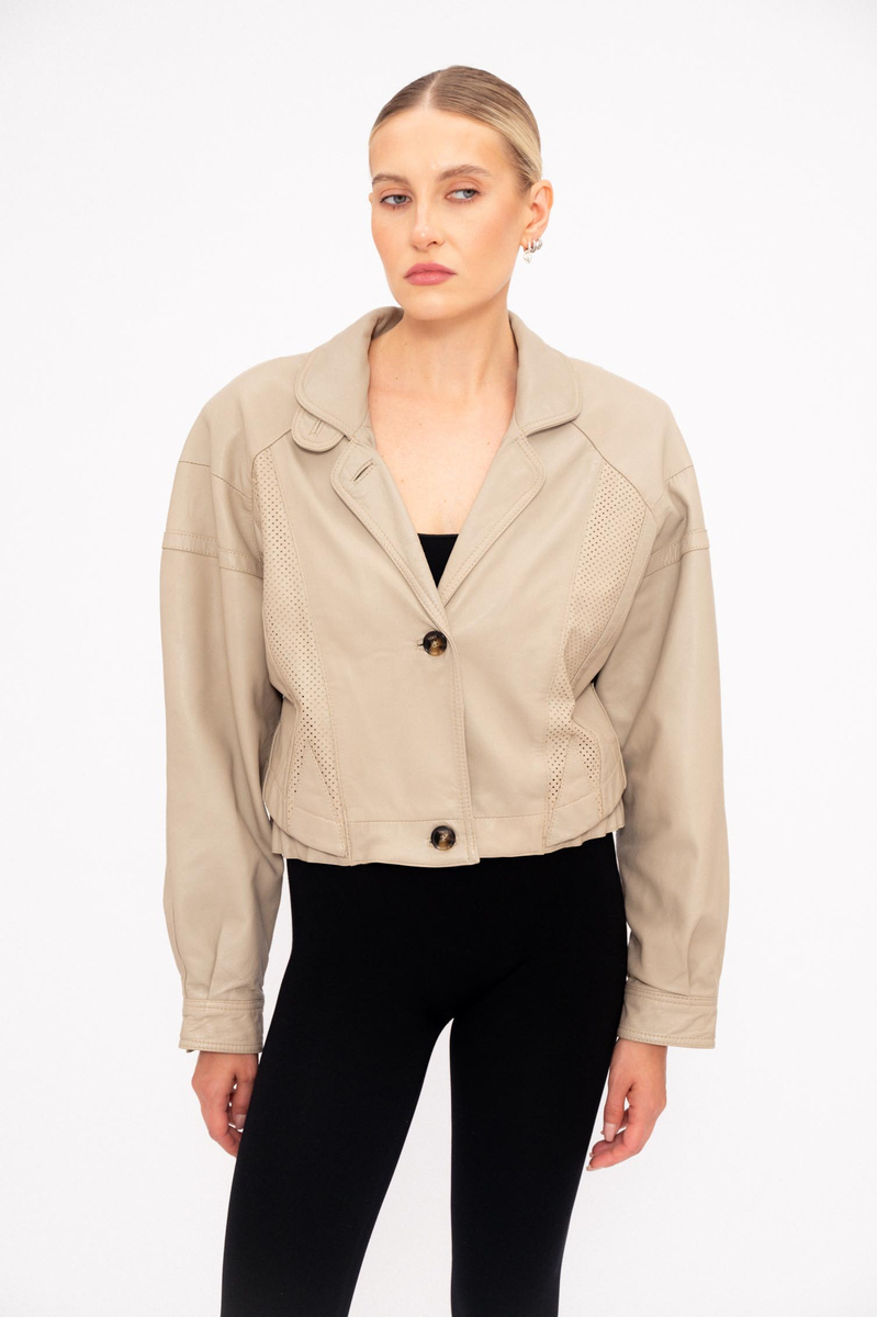 BEIGE LEATHER JACKET