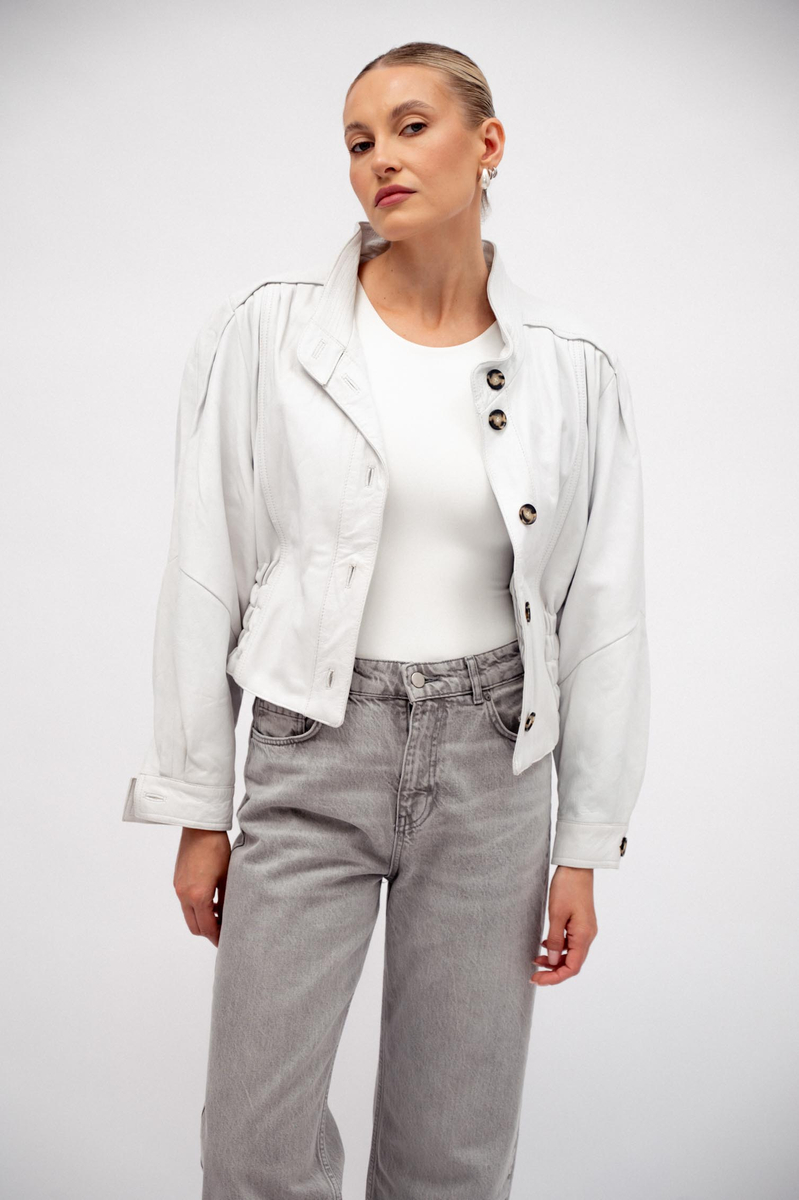 WHITE LEATHER JACKET