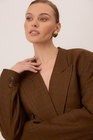 BROWN DOUBLE-BREASED TAIL JACKET WITH A DELICATE CHECK