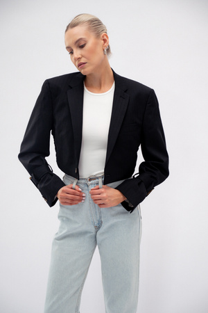 BLACK SHORT No5 BLAZER WITH BUCKLES