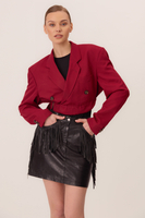 SHORT BURGUNDY JACKET WITH BELT