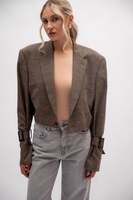 BROWN TEXTURED SHORT JACKET WITH BUCKLES MODEL No5