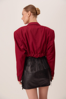 SHORT BURGUNDY JACKET WITH BELT