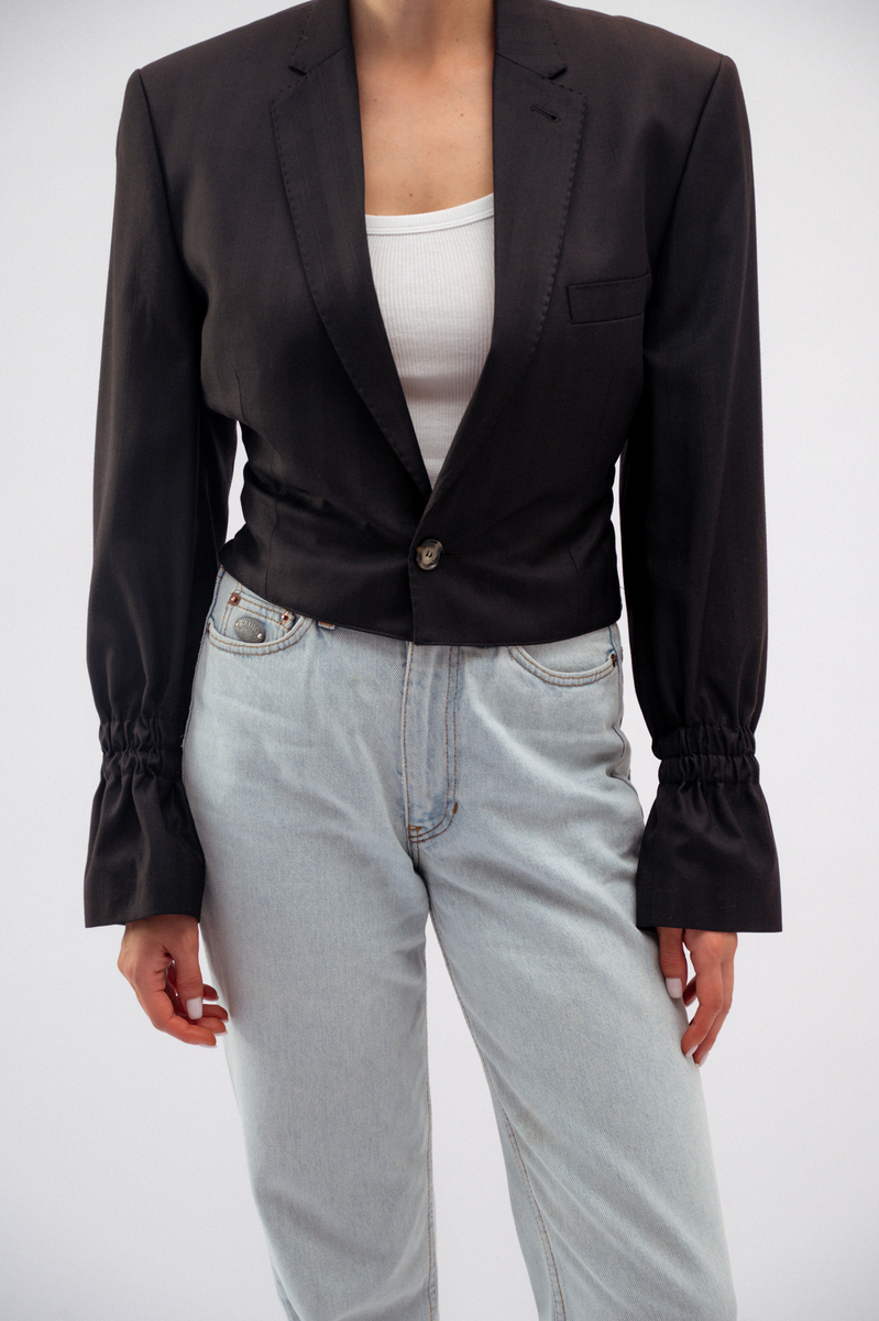 BLACK RIBBED JACKET No2 SHORT