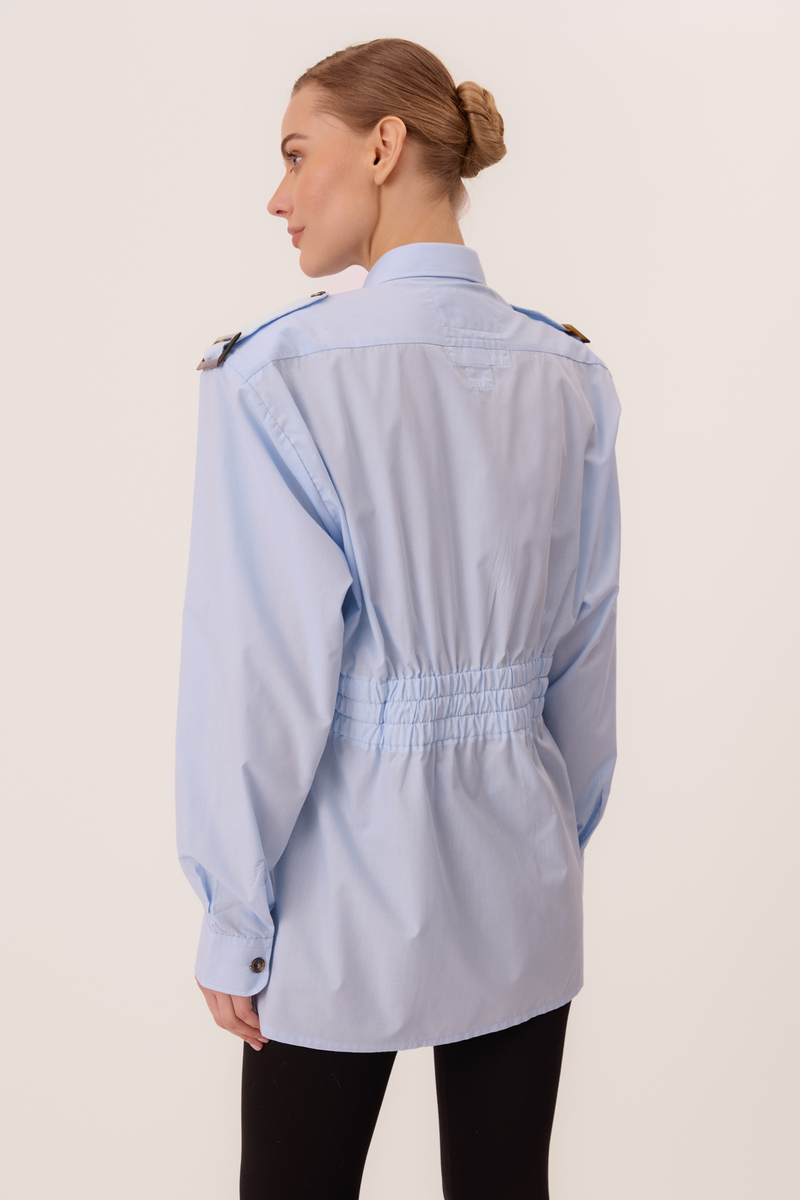 LONG BLUE FITTED SHIRT WITH EPAGUNS