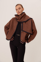 BROWN WOOL JACKET WITH SCARF