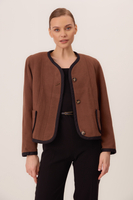 BROWN WOOL JACKET WITH SCARF