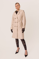 BEIGE LEATHER MIDI COAT