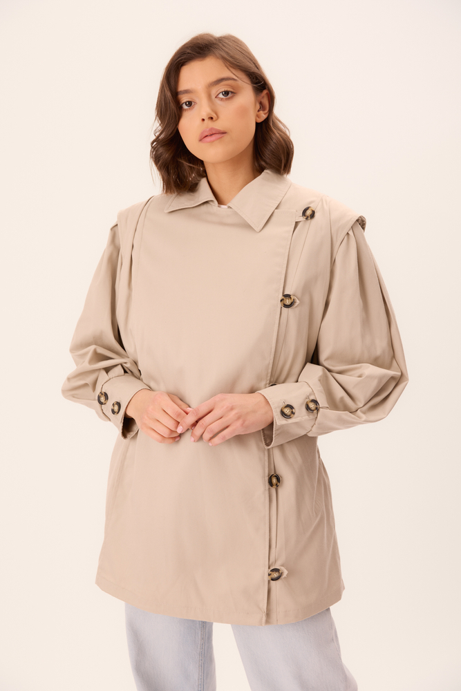 SHORT WAISTED TRENCH COAT CLASSIC COAT WITH BELT