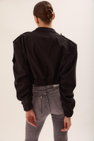 BLACK PLAIN BOMBER JACKET