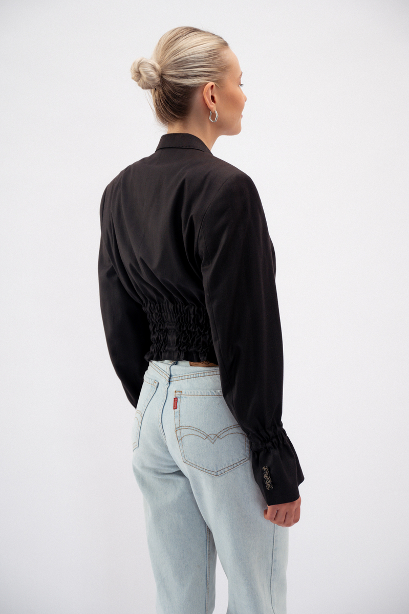 BLACK RIBBED JACKET No2 SHORT